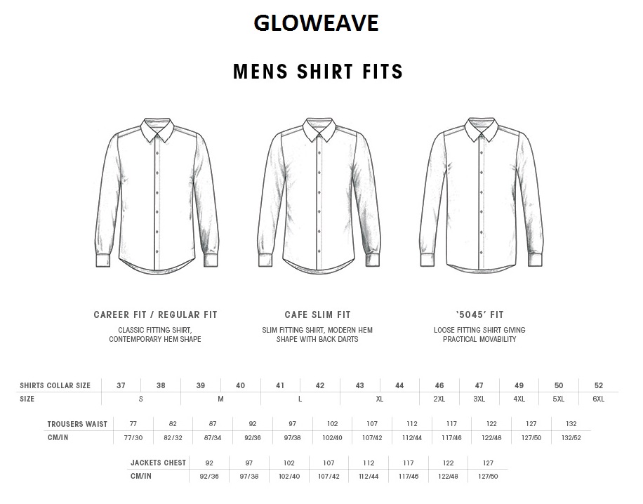 gloweave mens shirt fits