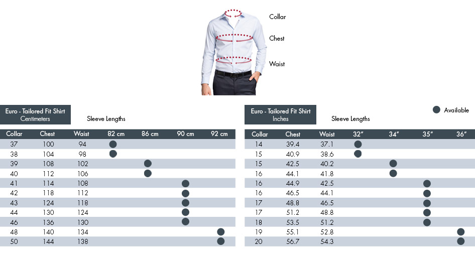 european shirt size chart
