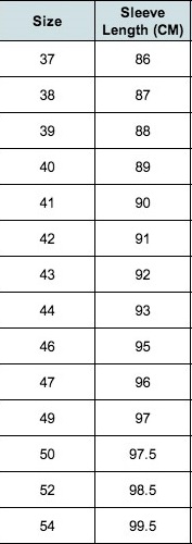 Mens Shirt Collar Size Chart