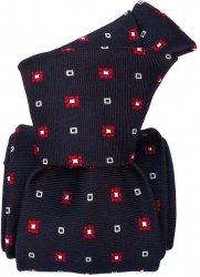 Segni & Disegni Six Fold Italian Silk Woven Jaquard Navy/Red