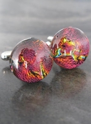 Dichroic Cufflinks in Dichroic Firery Red Coloured Glass
