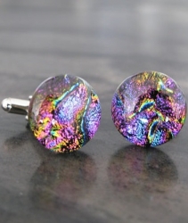 Dichroic Cufflinks in Dichroic Multi Coloured Glass