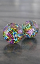 Dichroic Cufflinks in Dichroic Glass a Multi Glow of Colour