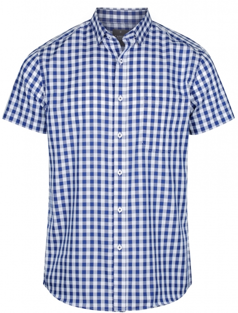 Mens Short Sleeve Gingham Check Shirt Slim Fit by Gloweave