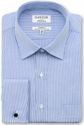Ganton Ganton French Cuff Shirt Fine Blue Stripe