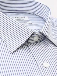 Ganton Ganton Essentials Navy Stripe on White Tailored Fit