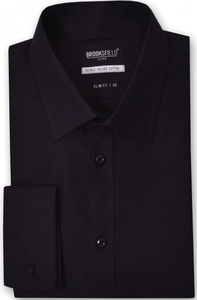 Brooksfield Luxe Shirt Black French Cuff Was $89.95 now $59.95.